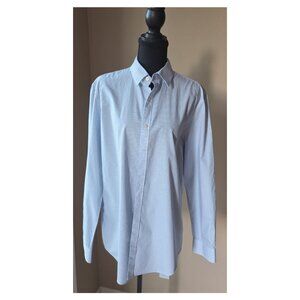 Calvin Klein Blue Micro Print Button Down Shirt Men’s Medium, Long Sleeve Dress